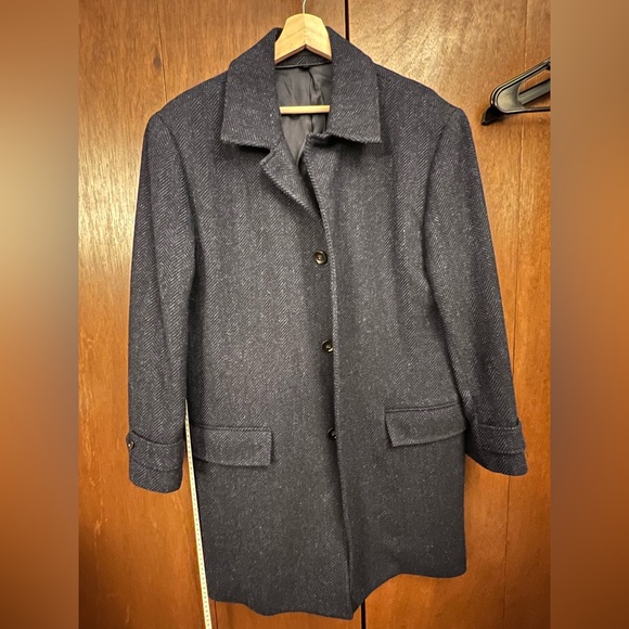J.Crew Ludlow Oversize Coat Heather Herringbone Wool British Cloth 40S Navy - Picture 3 of 11